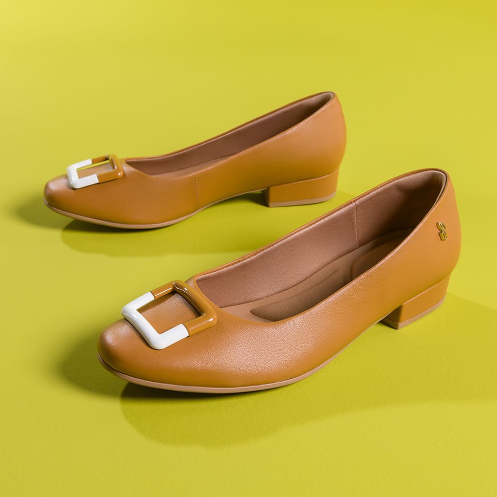 Scarpin Couro Marrom Fivela Marrom 6
