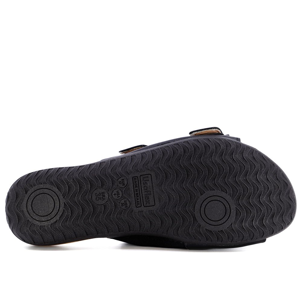 Tamanco Slide Preto Couro Detalhe Fivela Preto 6