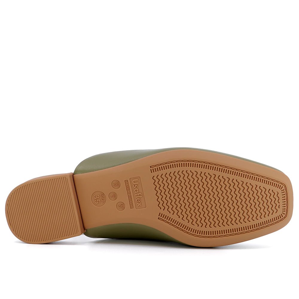 Mule Verde Militar Bico Quadrado Couro Verde 4