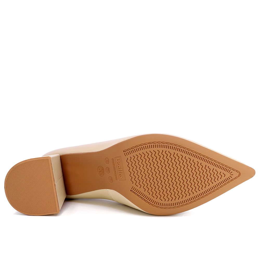 Scarpin Bege Couro Liso Bege 5