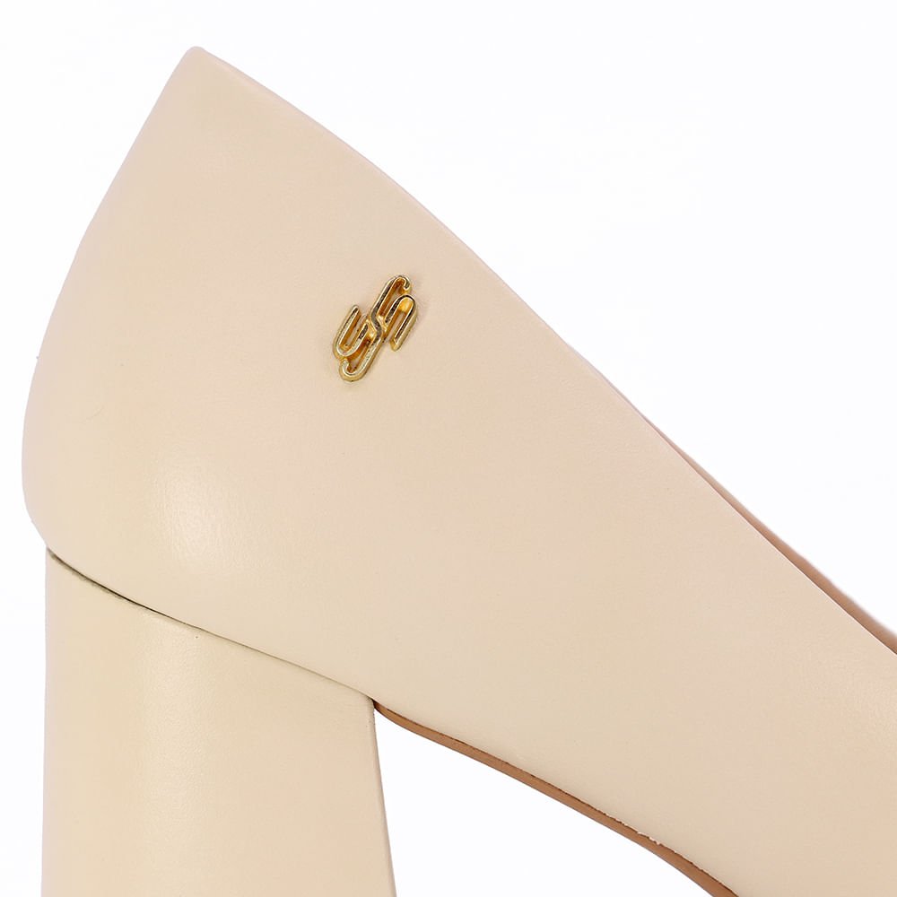 Scarpin Bege Couro Liso Bege 4