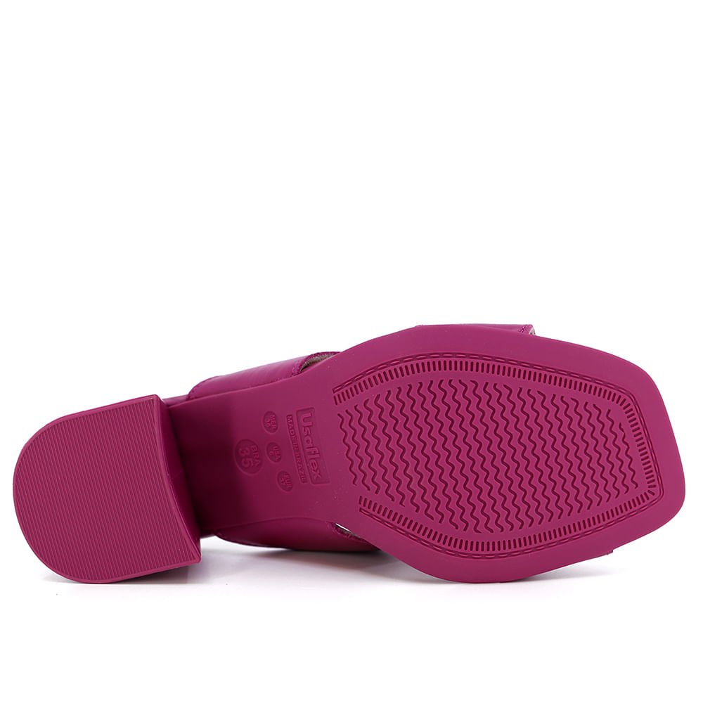 Tamanco Salto Bloco Couro Roxo Enfeite Roxo 5