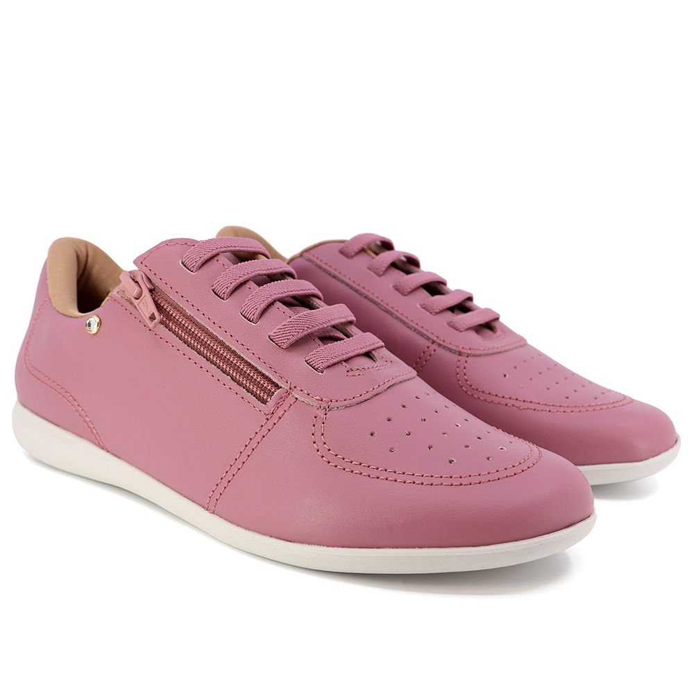 Tênis Zíper Lilás Couro Detalhe Brilho Roxo 2