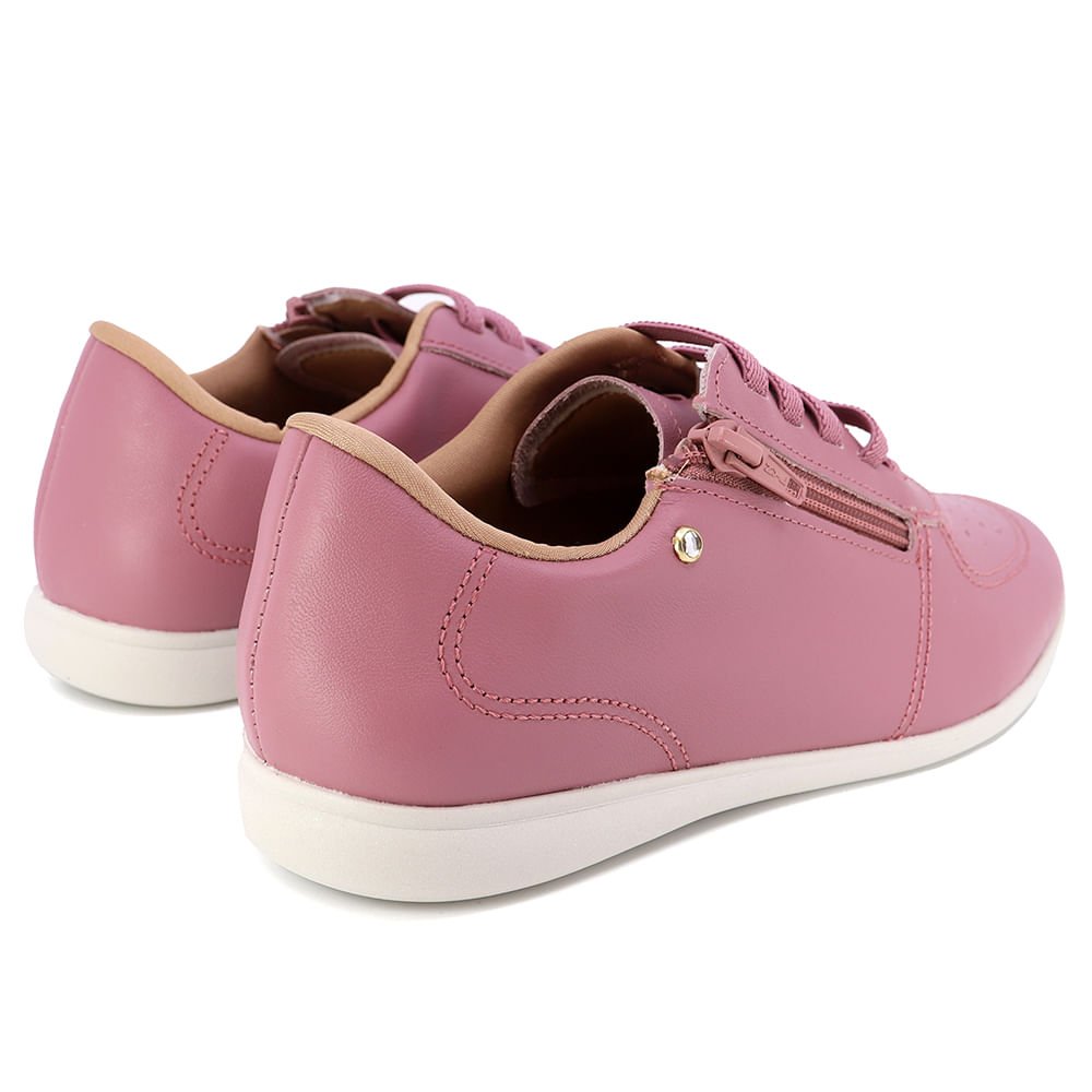 Tênis Zíper Lilás Couro Detalhe Brilho Roxo 3