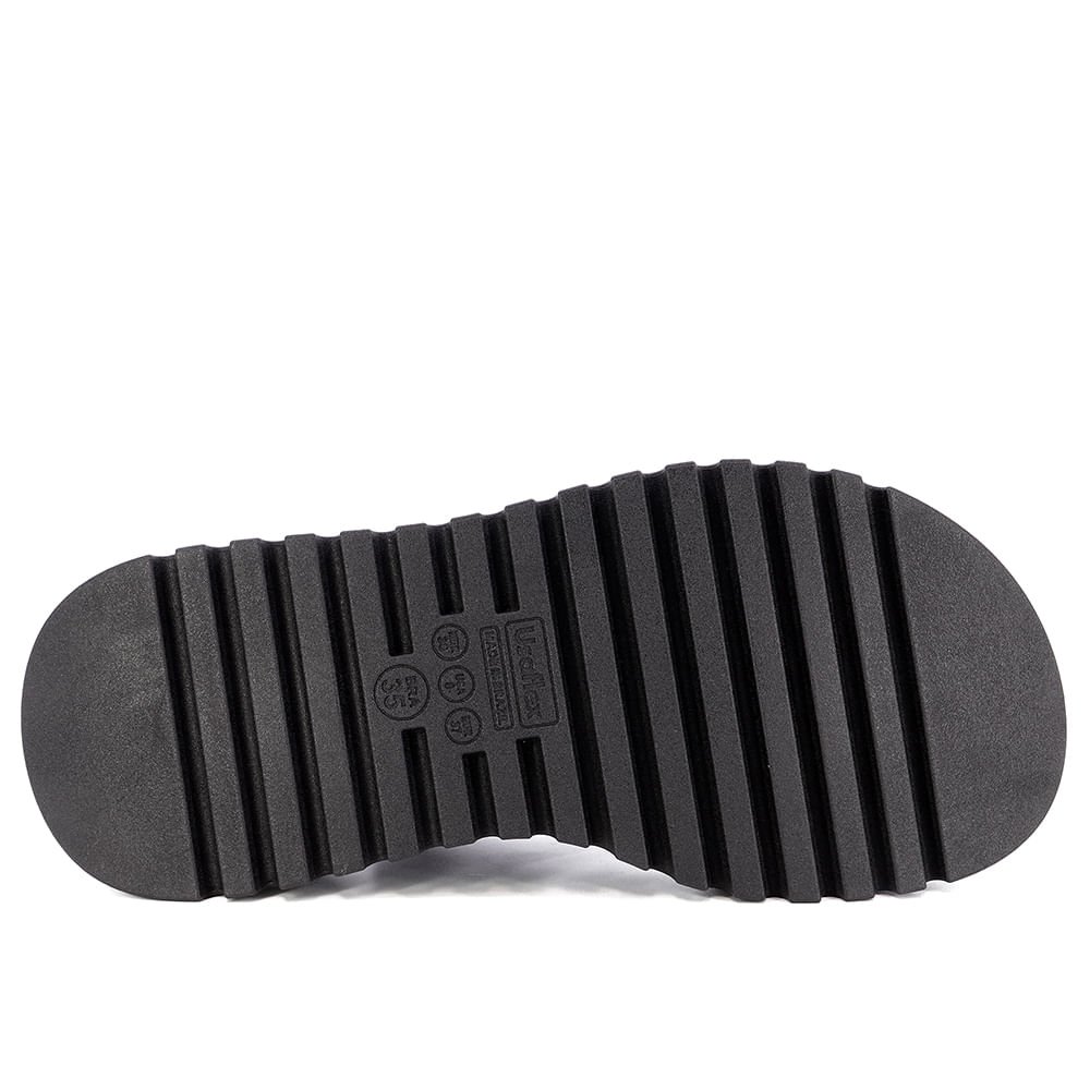 Sandália Plataforma Tratorada Couro Preta Preto 5