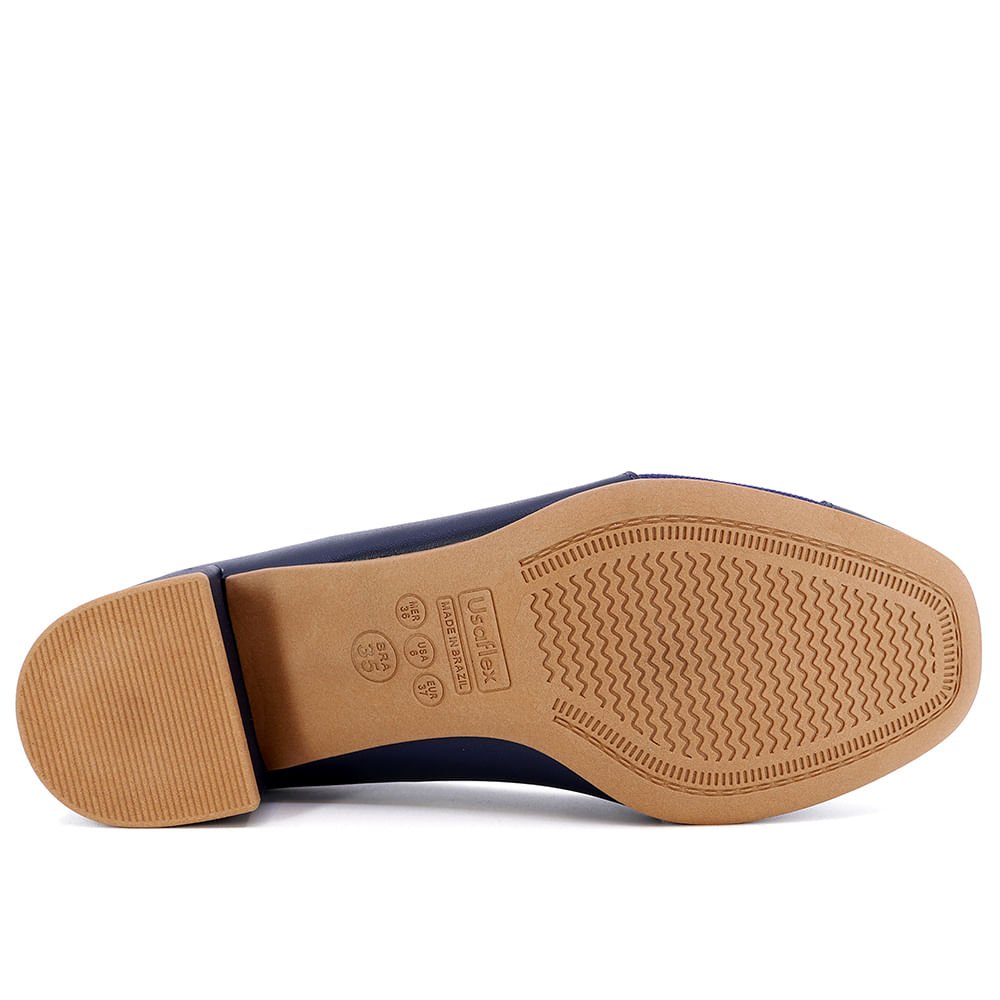 Scarpin Azul Salto Bloco Couro Bordado Azul 5
