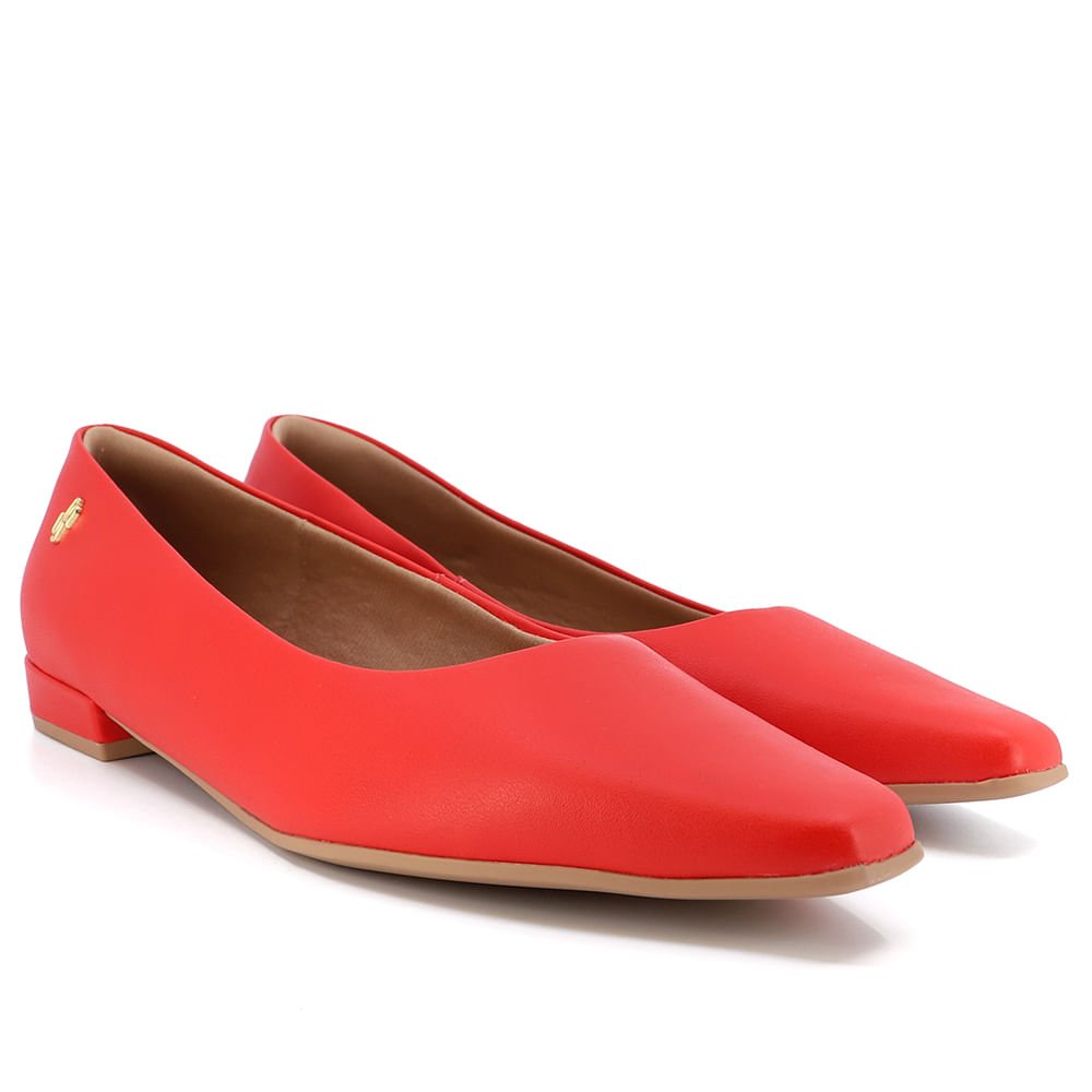 Sapatilha Vermelho Tomate Couro Básica Vermelho 2