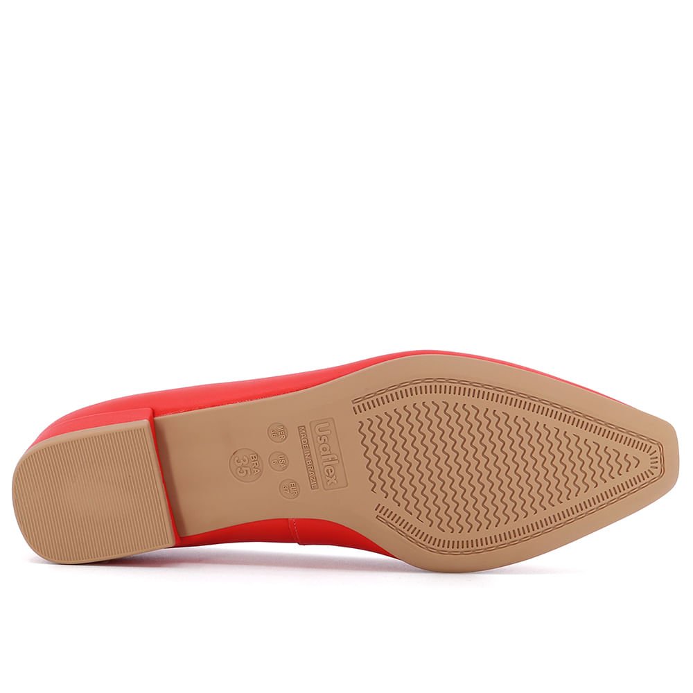 Sapatilha Vermelho Tomate Couro Básica Vermelho 4