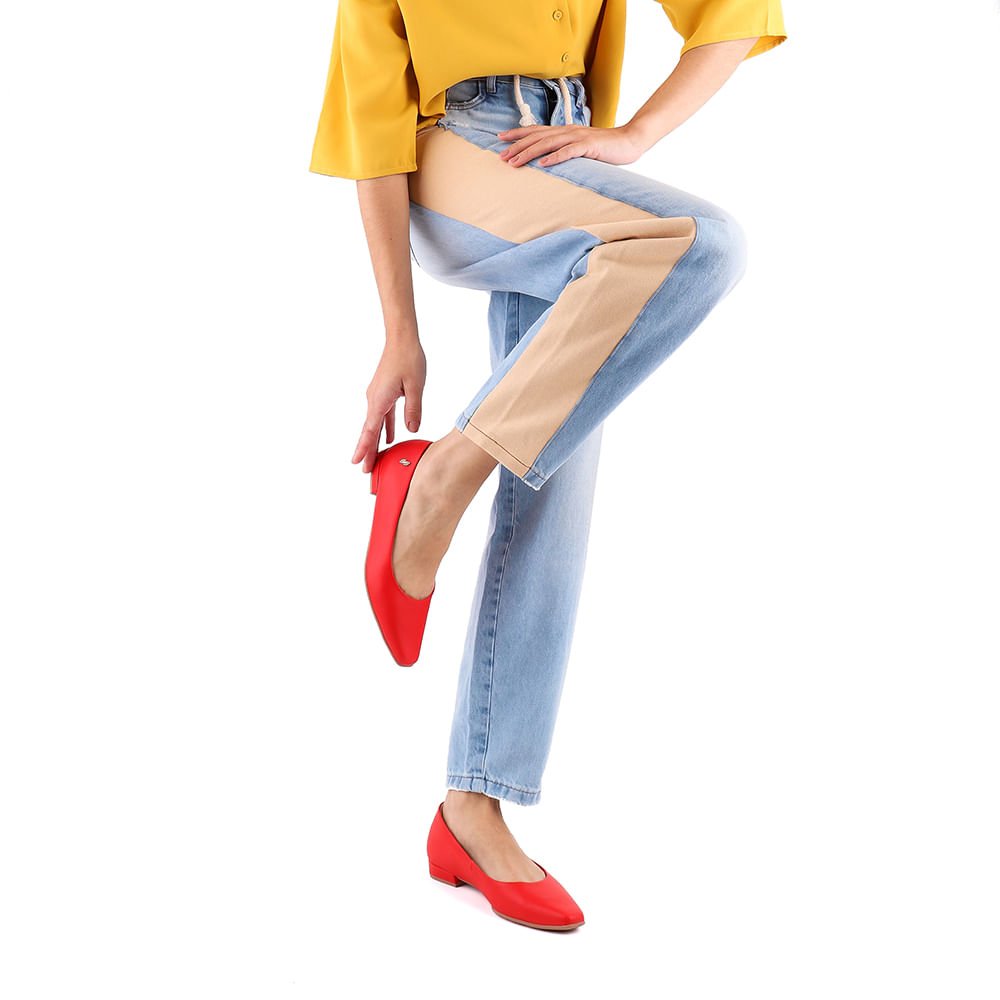 Sapatilha Vermelho Tomate Couro Básica Vermelho 5