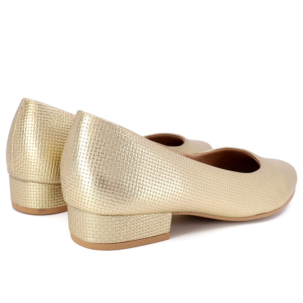 Scarpin Couro Dourado Liso Dourado 3