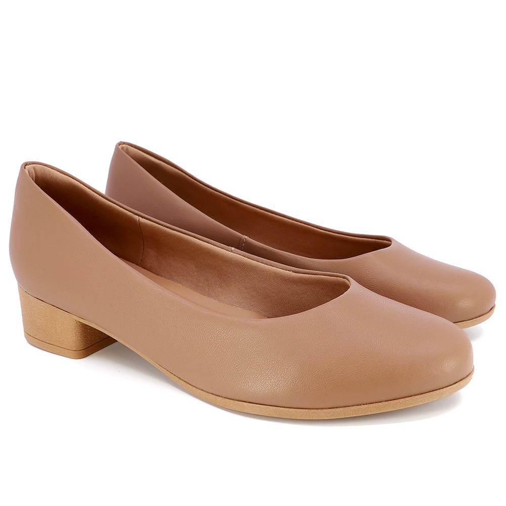 Scarpin Marrom Salto Bloco Liso Marrom 2