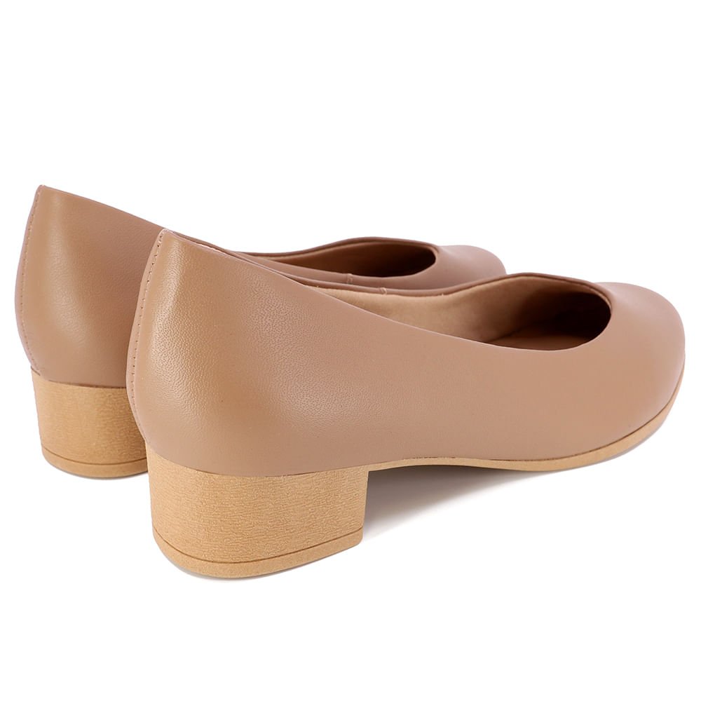 Scarpin Marrom Salto Bloco Liso Marrom 3