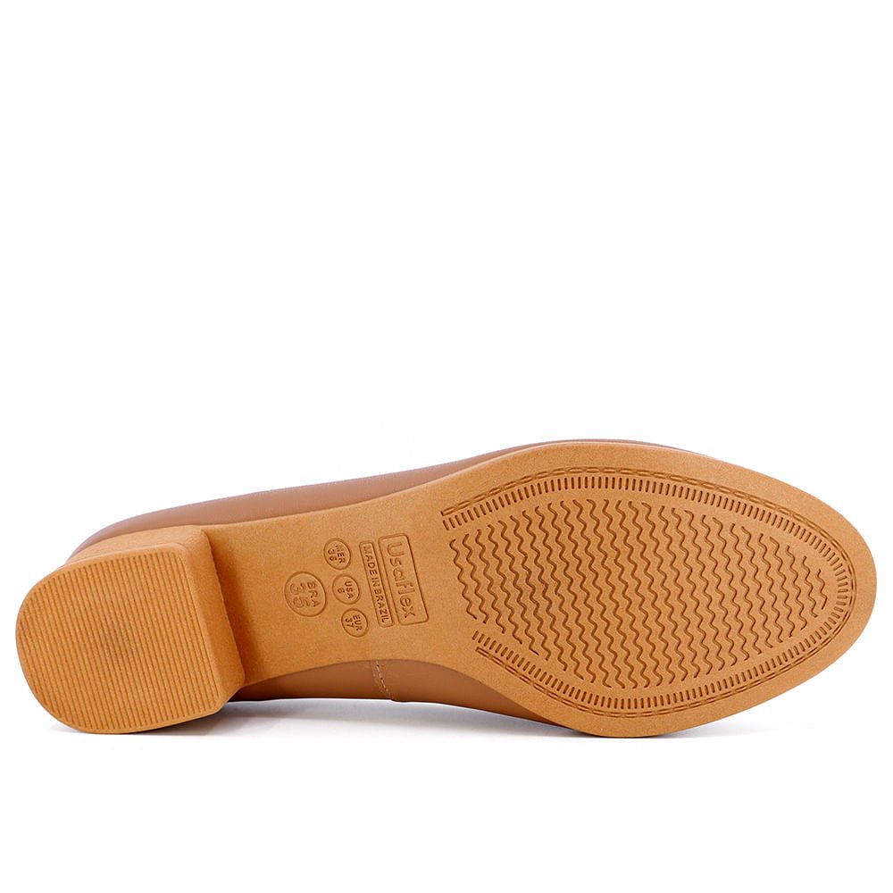 Scarpin Marrom Salto Bloco Liso Marrom 5