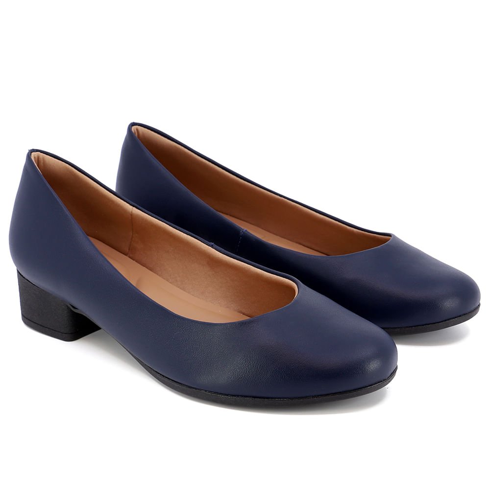 Scarpin Azul Salto Bloco Liso Azul 2