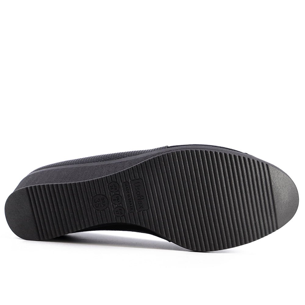 Scarpin Couro Preto Salto Bloco Tressê Preto 5