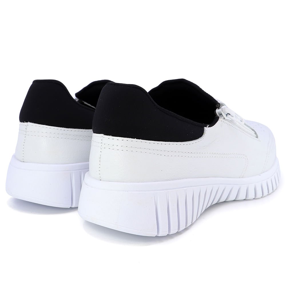 Tênis Casual Branco Couro Detalhe Matelassê Branco 3