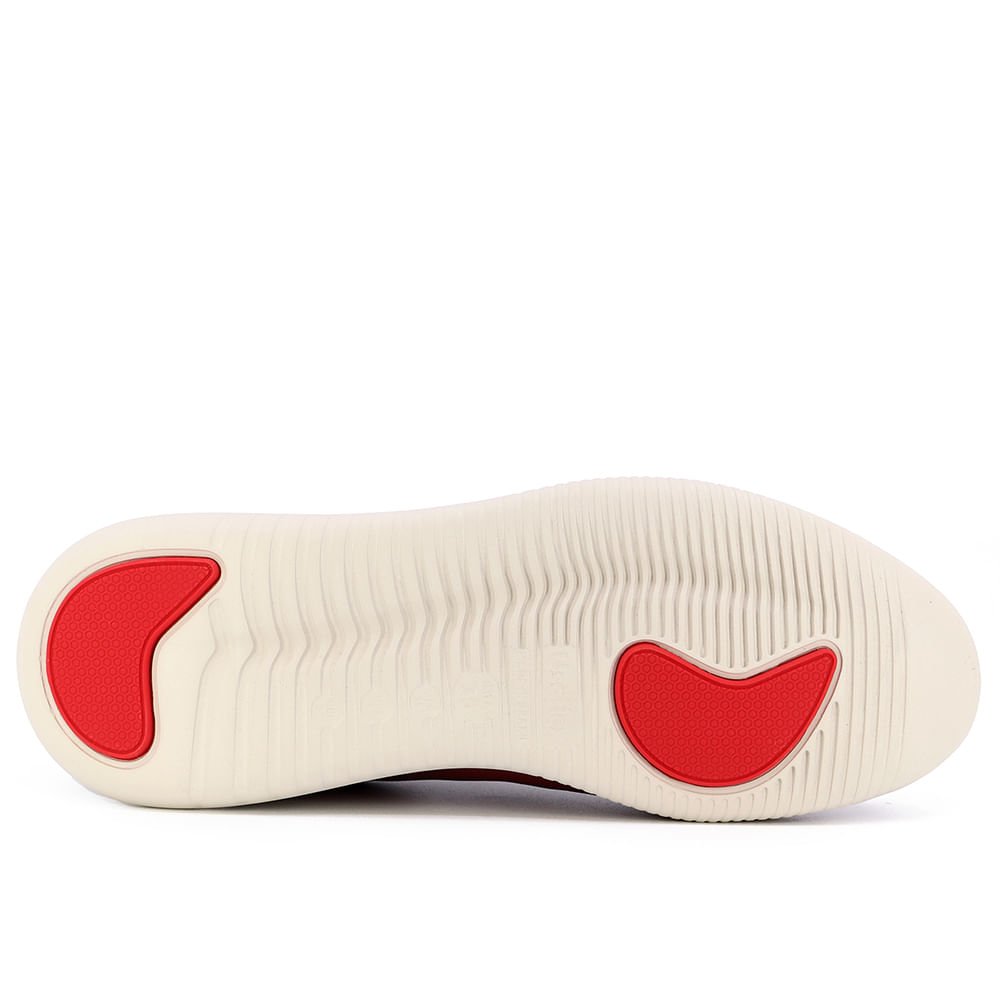Tênis Casual Vermelho Couro Detalhe Laser Bordô 5