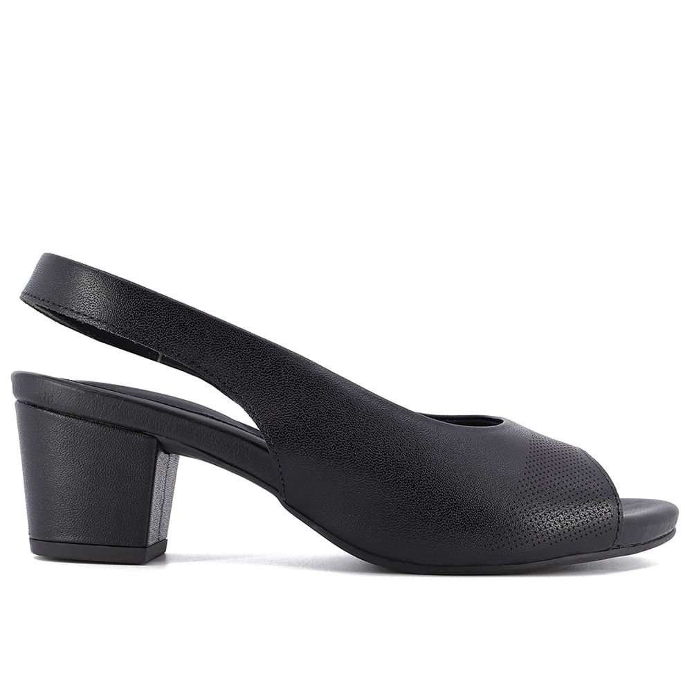 Slingback Preto Salto Bloco Couro Laser Preto 1