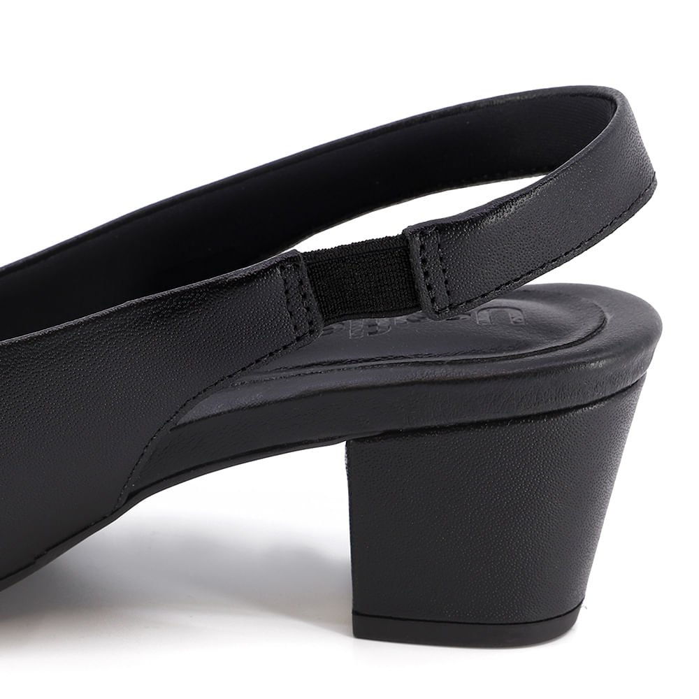 Slingback Preto Salto Bloco Couro Laser Preto 4