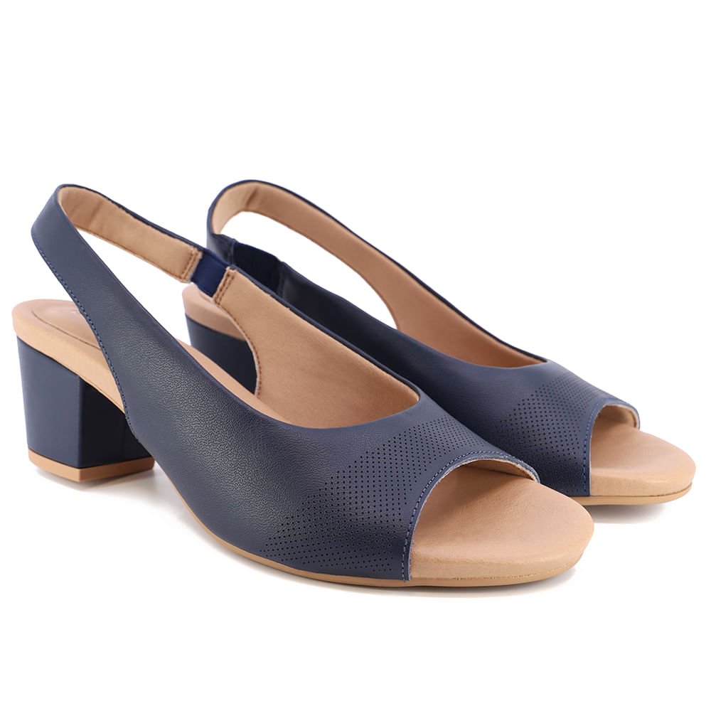 Slingback Usaflex Azul Salto Bloco Azul 2
