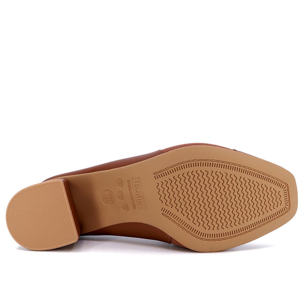 Scarpin Couro Marrom Salto Bloco Básico Marrom 4