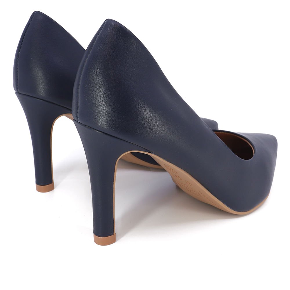 Scarpin Azul Salto Alto Couro Bico Fino Azul 3