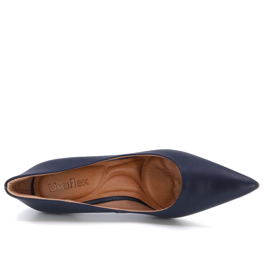 Scarpin Azul Salto Alto Couro Bico Fino Azul 4