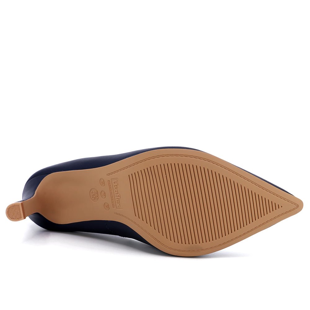Scarpin Azul Salto Alto Couro Bico Fino Azul 5