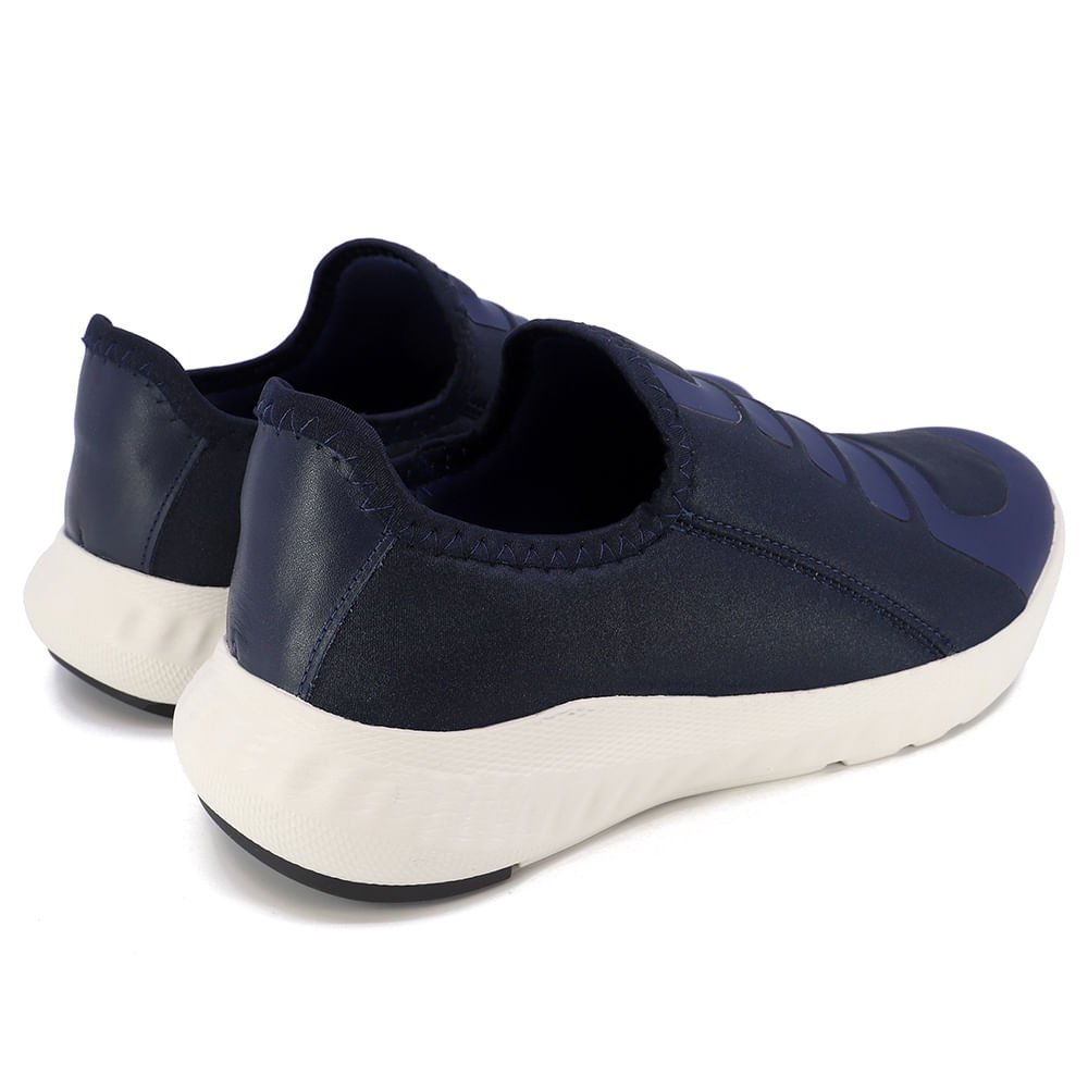 Tênis Slip On Azul Elastano Detalhes Couro Azul 3