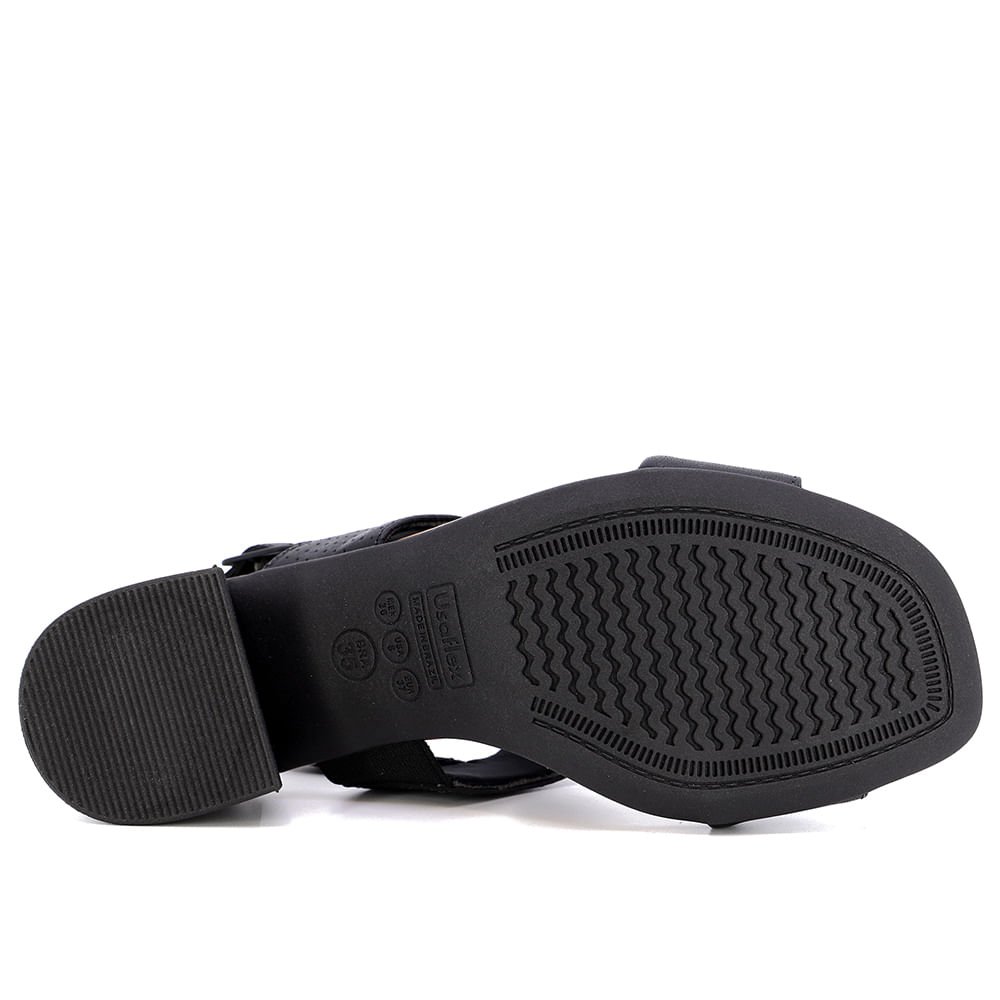 Tamanco Salto Bloco Couro Preto Laser Preto 5