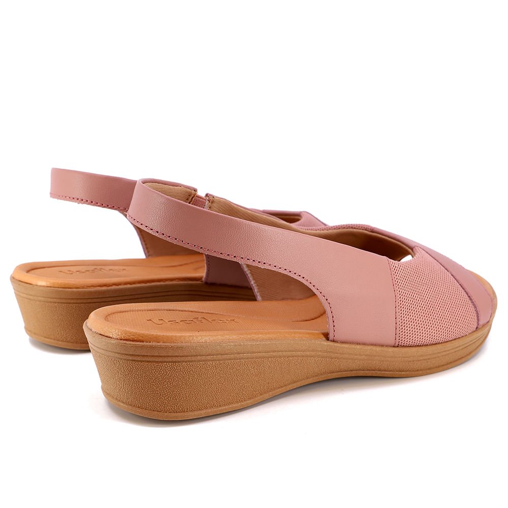 Slingback Rosa Salto Plataforma Couro Tecido Rosa 3