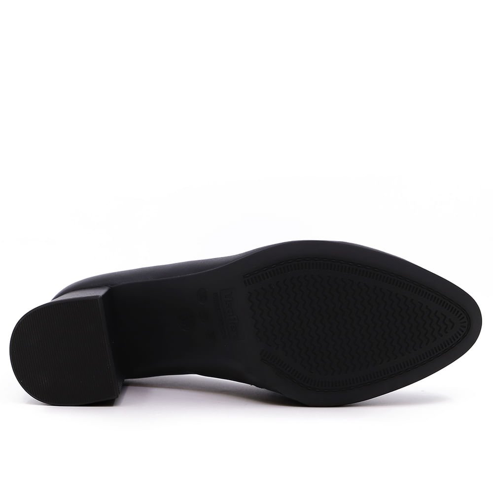 Scarpin Preto Salto Bloco Couro Básico Preto 5