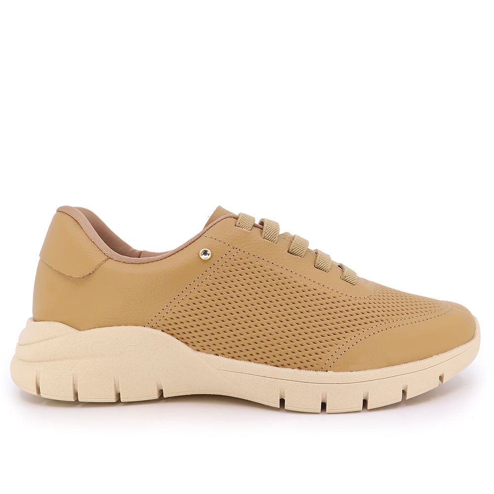 Tênis Casual Marrom Couro Detalhe Laser