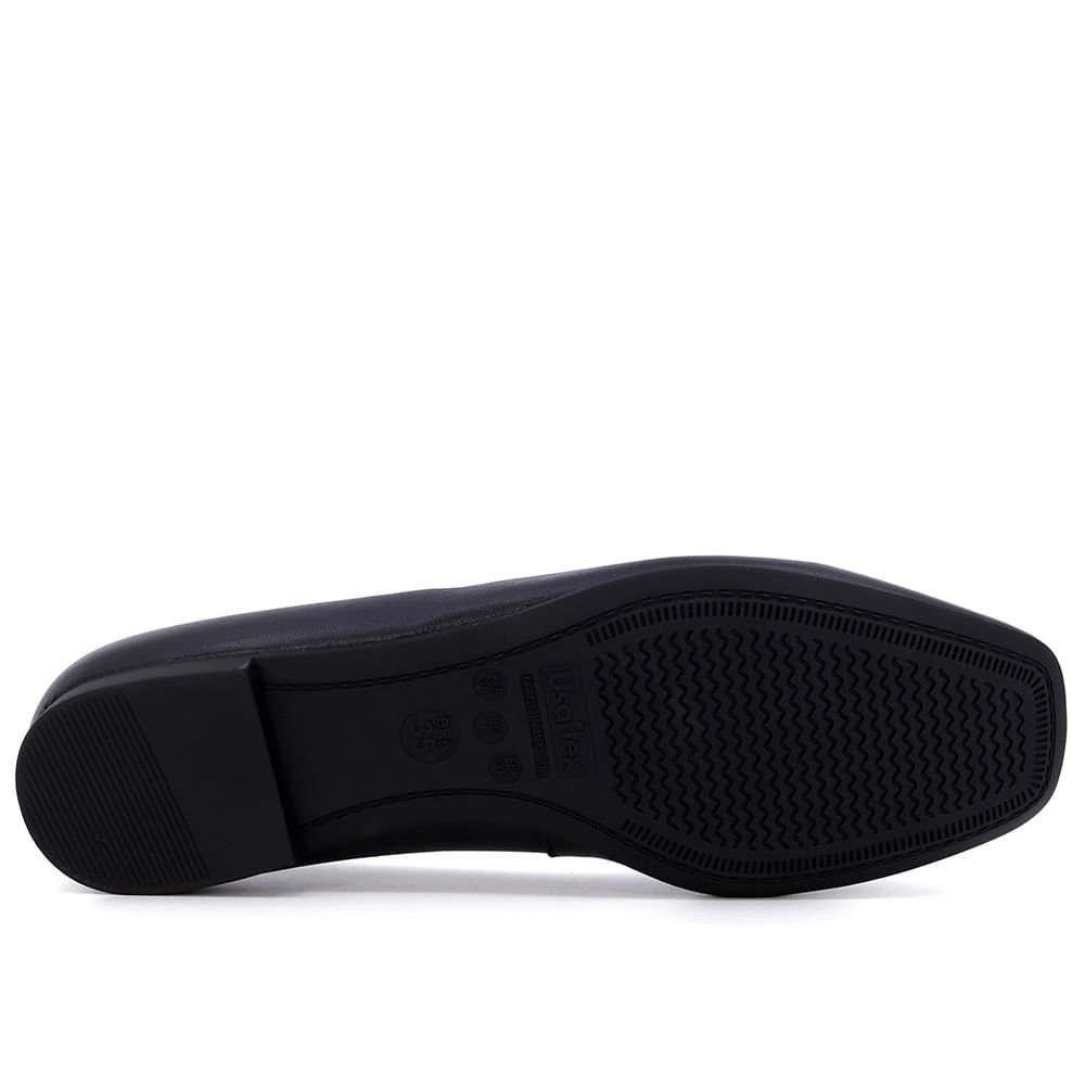 Sapatilha Preta Couro Detalhe Laço Preto 5