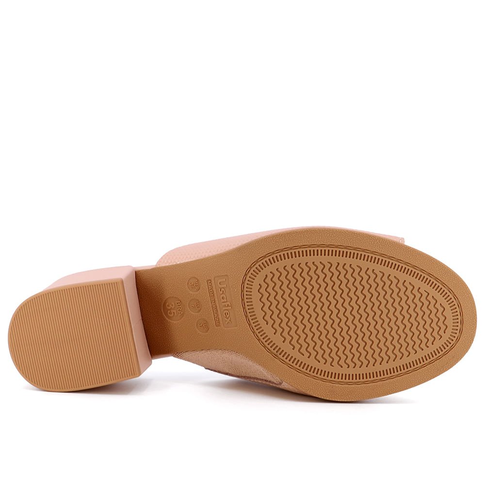 Tamanco Salto Bloco Couro Rosa Texturizado Rosa 5