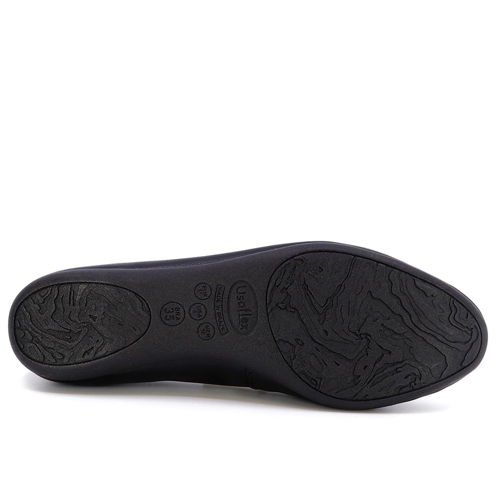 Sapatilha Preta Couro Salto Rasteiro Monograma Preto 5