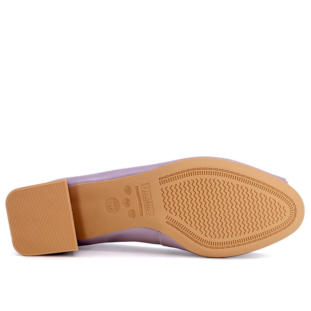Peep Toe Salto Bloco Roxo Perolado Couro Roxo 5