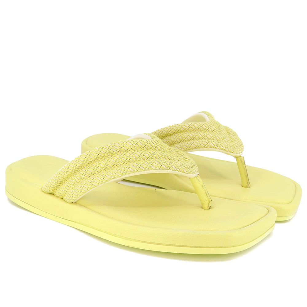 Chinelo Salto Rasteiro Tecido Amarelo Amarelo 2