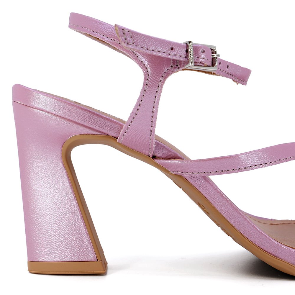 Sandália Salto Alto Couro Rosa Perolada Rosa 4