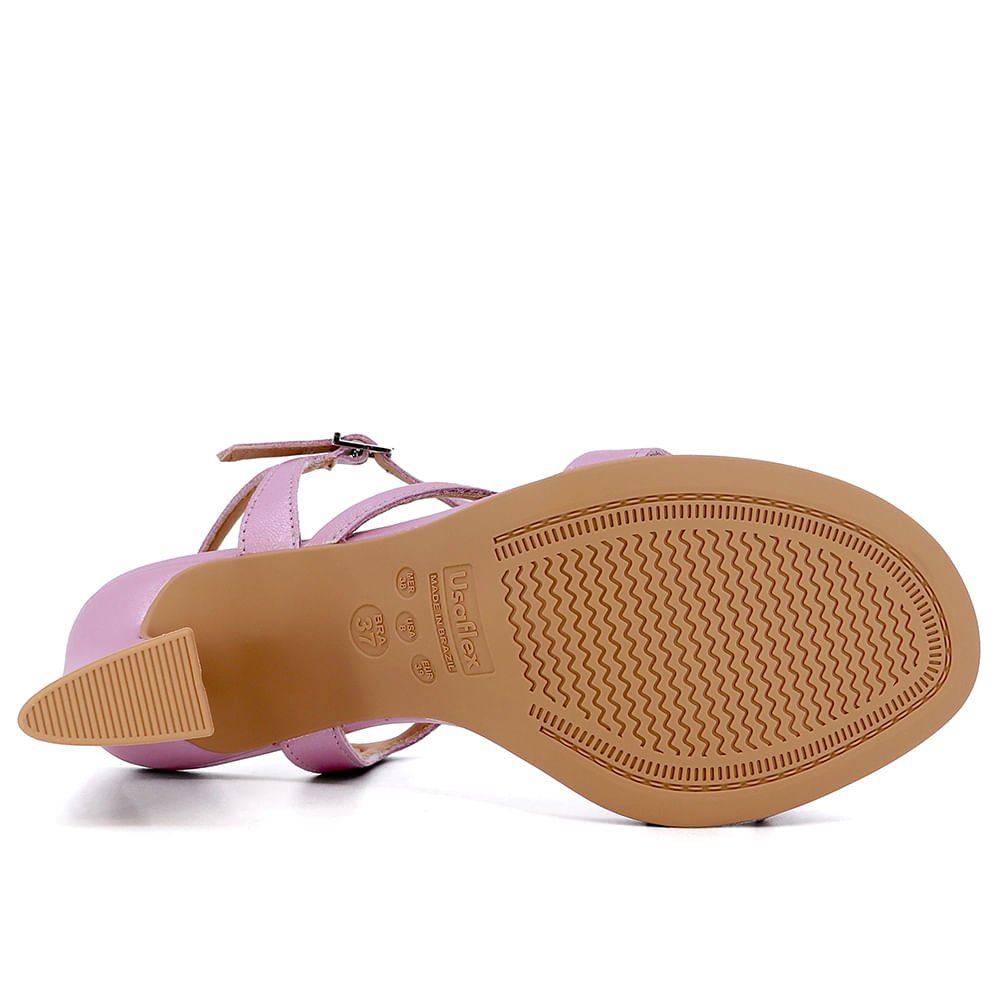 Sandália Salto Alto Couro Rosa Perolada Rosa 5