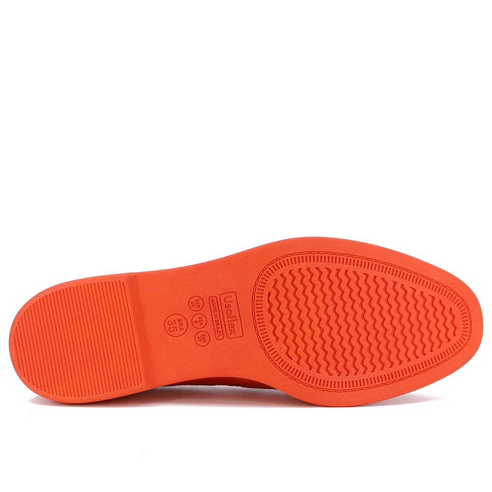 Loafer Laranja Salto Bloco Couro Fivela Laranja 5