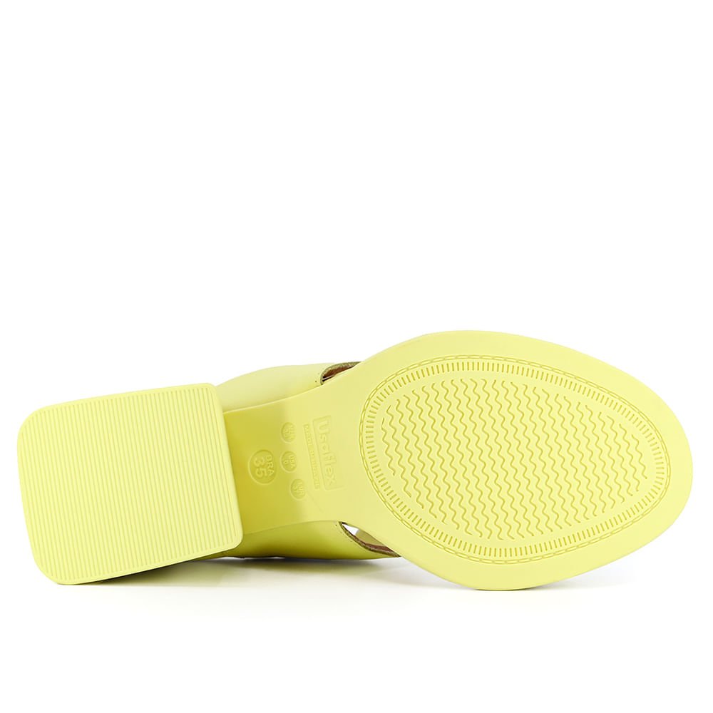 Tamanco Usaflex Salto Bloco Couro Amarelo 5