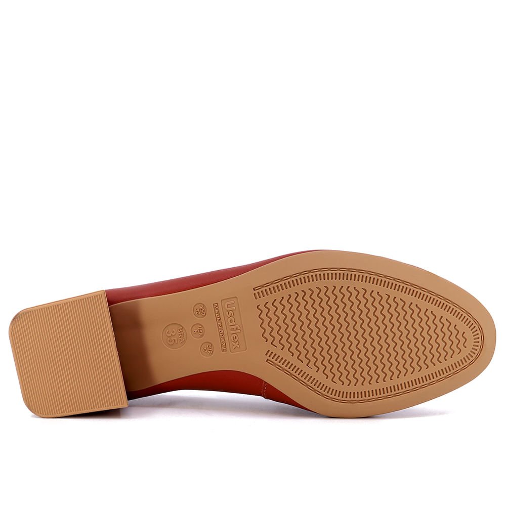 Scarpin Marrom Telha Salto Bloco Couro Enfeite Marrom 5