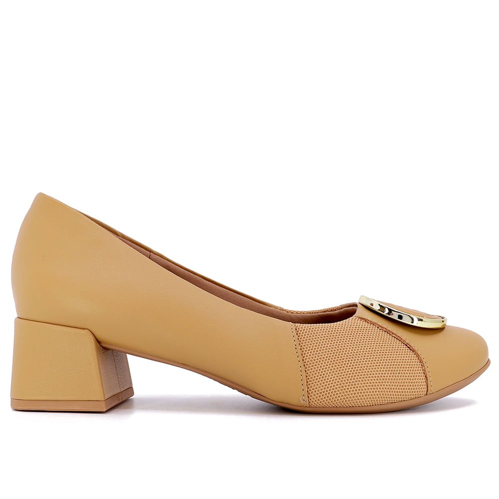 Scarpin Marrom Salto Bloco Couro Monograma Marrom 1