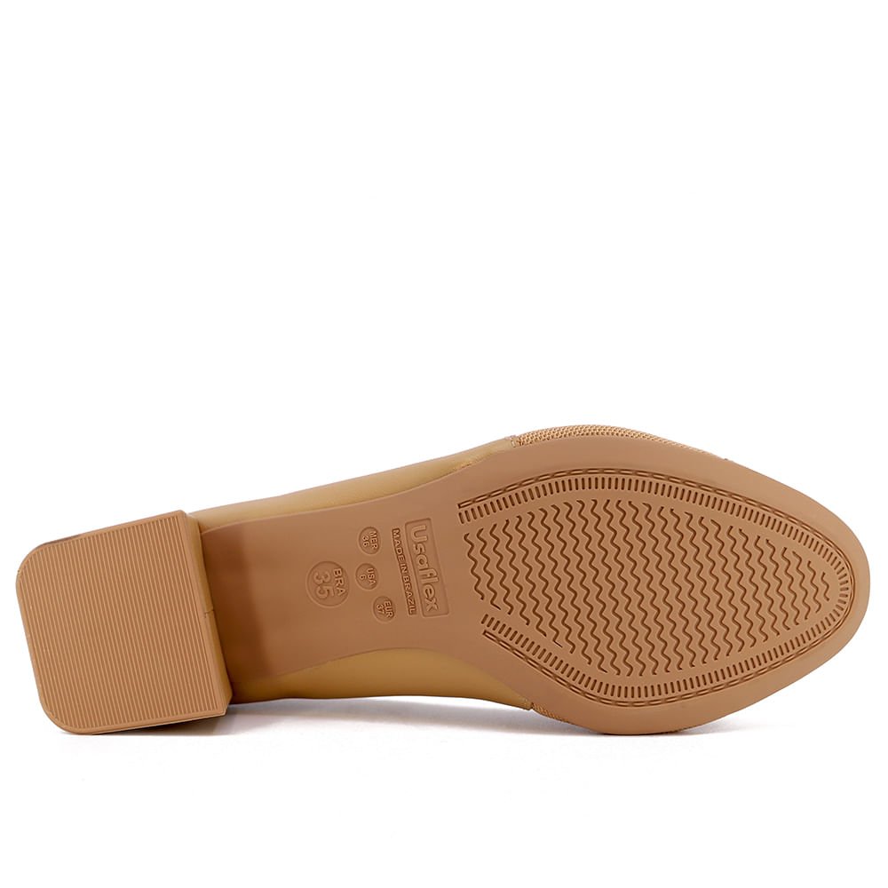 Scarpin Marrom Salto Bloco Couro Monograma Marrom 5