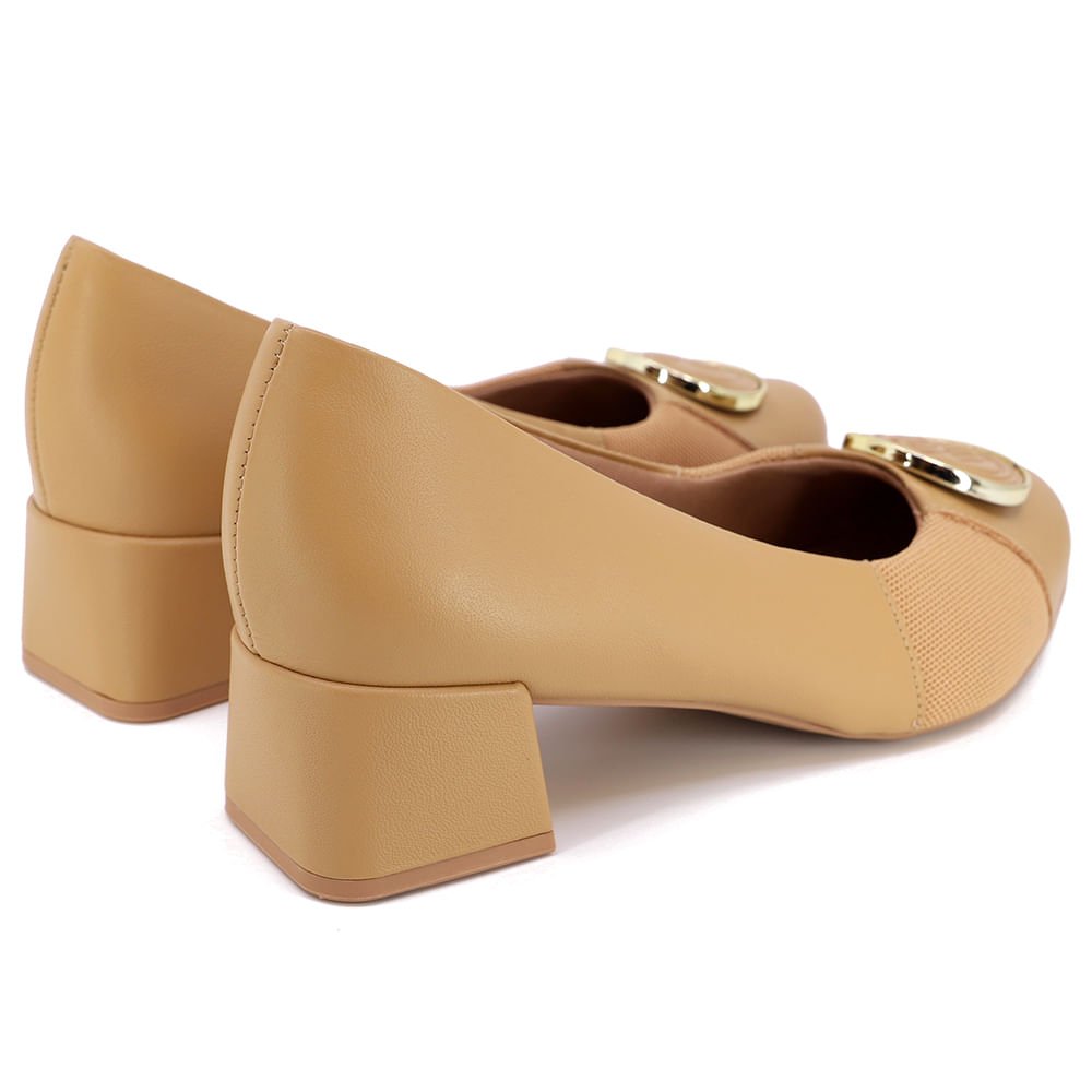 Scarpin Marrom Salto Bloco Couro Monograma Marrom 3