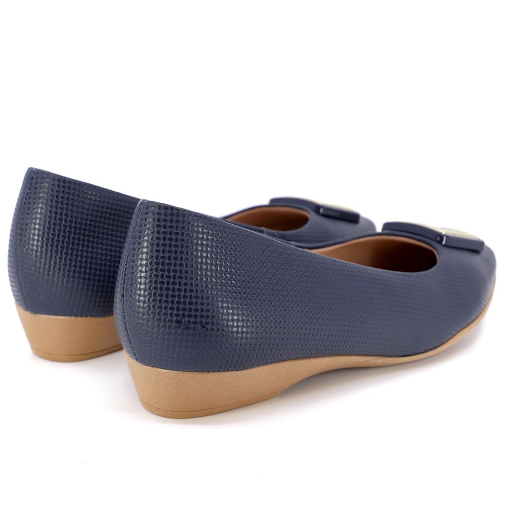 Sapatilha Azul Couro Rasteira Enfeite Azul 3