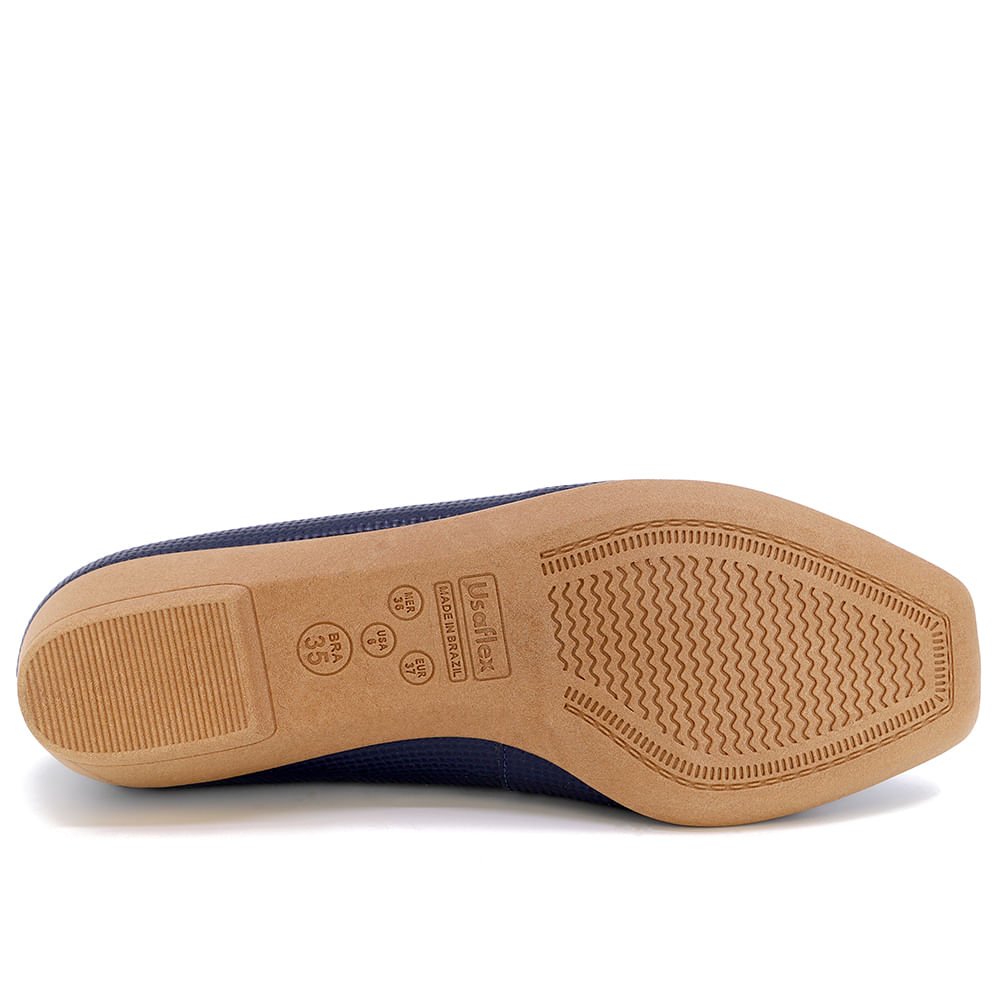 Sapatilha Azul Couro Rasteira Enfeite Azul 5