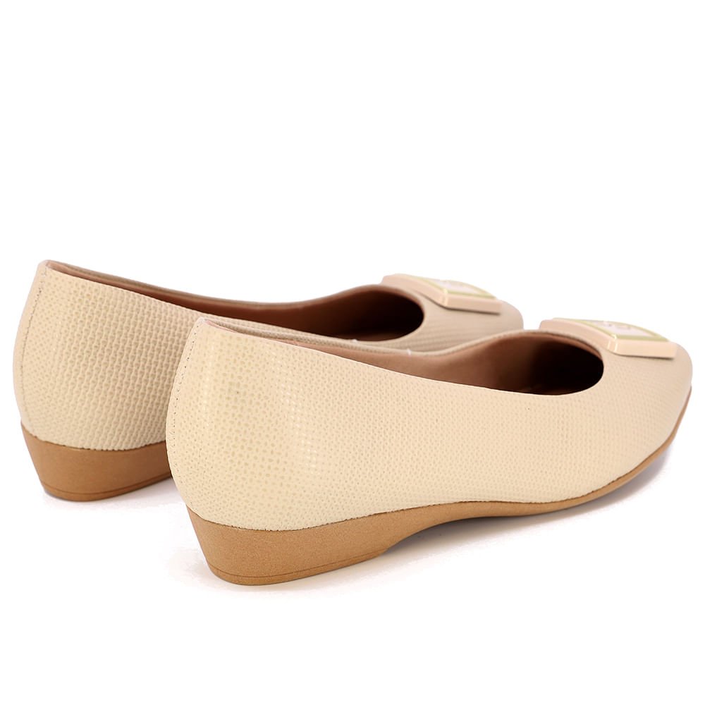 Sapatilha Bege Couro Rasteira Enfeite Bege 3