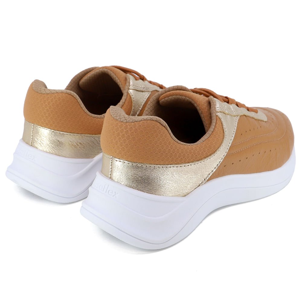Tênis Casual Marrom Couro Detalhe Dourado Multicores 3